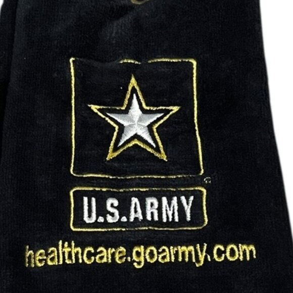 US Army Healthcare Cotton Golf Towel Black with Yellow Gold Army Logo - Picture 7 of 7